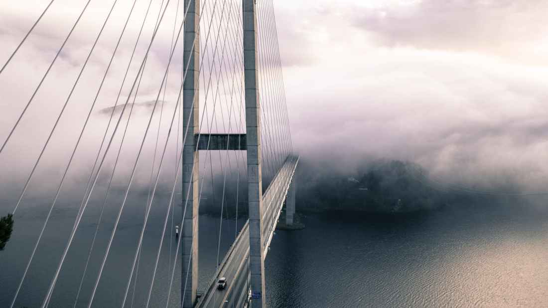 architecture bridge fog ocean